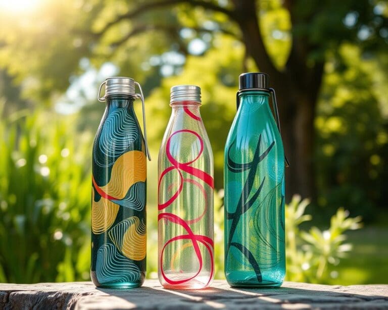 Herbruikbare glazen drinkflessen voor onderweg