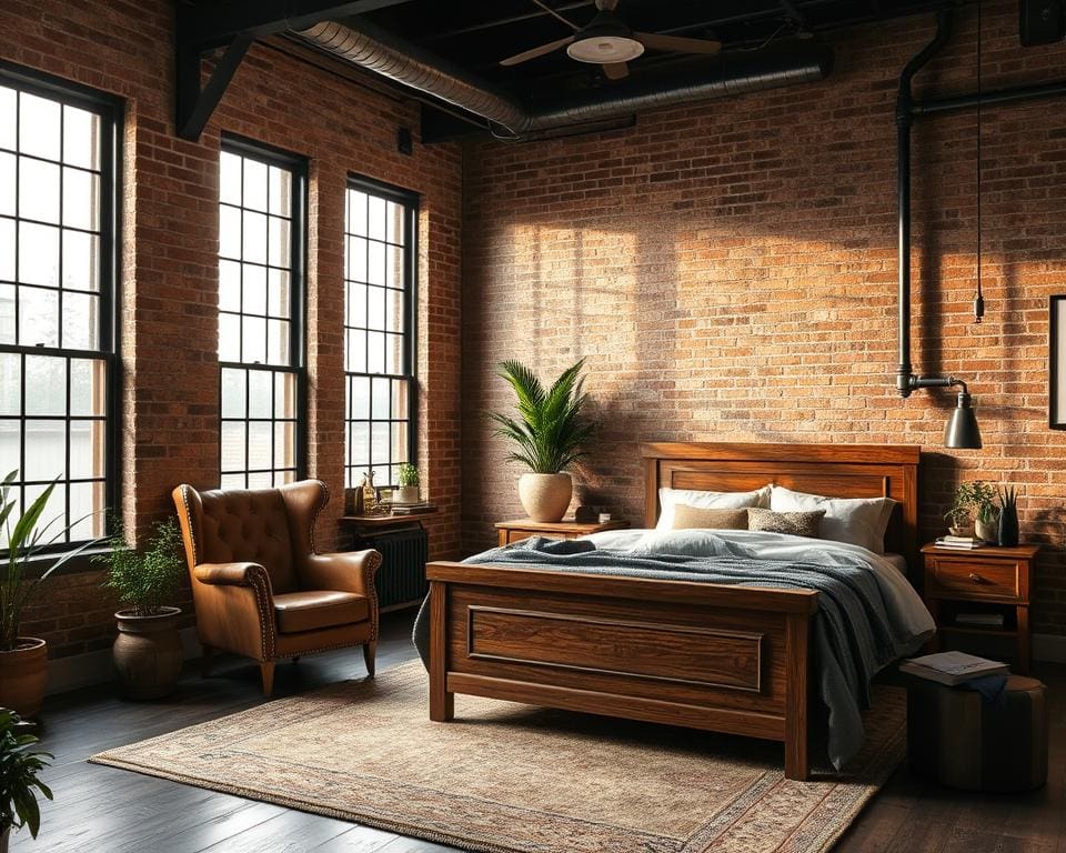 Slaapkamerinspiratie voor een industrieel design