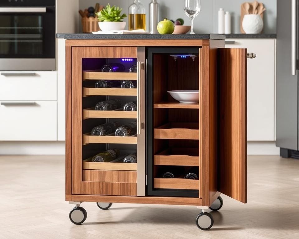 Design keukentrolley met wijnkoeler Design keukentrolley met wijnkoeler