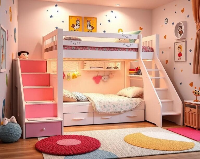 Kinderbedden met een multifunctioneel trappensysteem