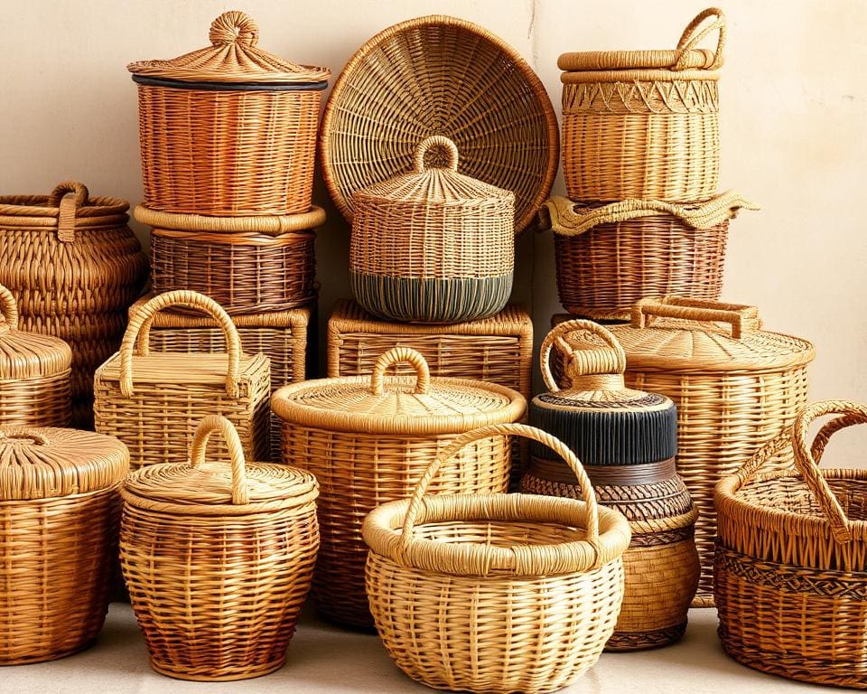 Rieten manden stijlen, kleuren en patronen Rieten manden stijlen, kleuren en patronen