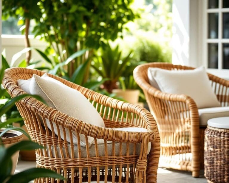 Rieten stoelen met een weerbestendige bekleding