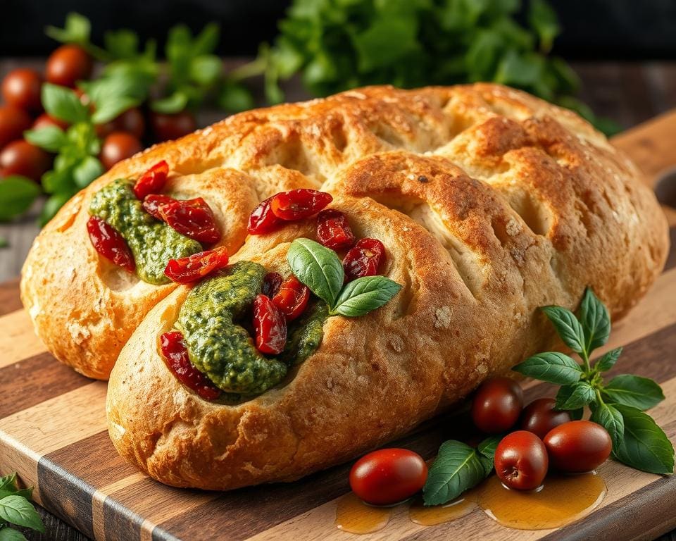 recept ciabatta met zongedroogde tomaten en pesto recept ciabatta met zongedroogde tomaten en pesto