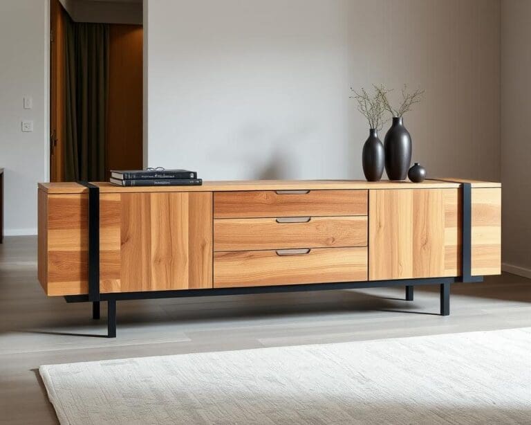 Design dressoir in hout en staal: modern en robuust