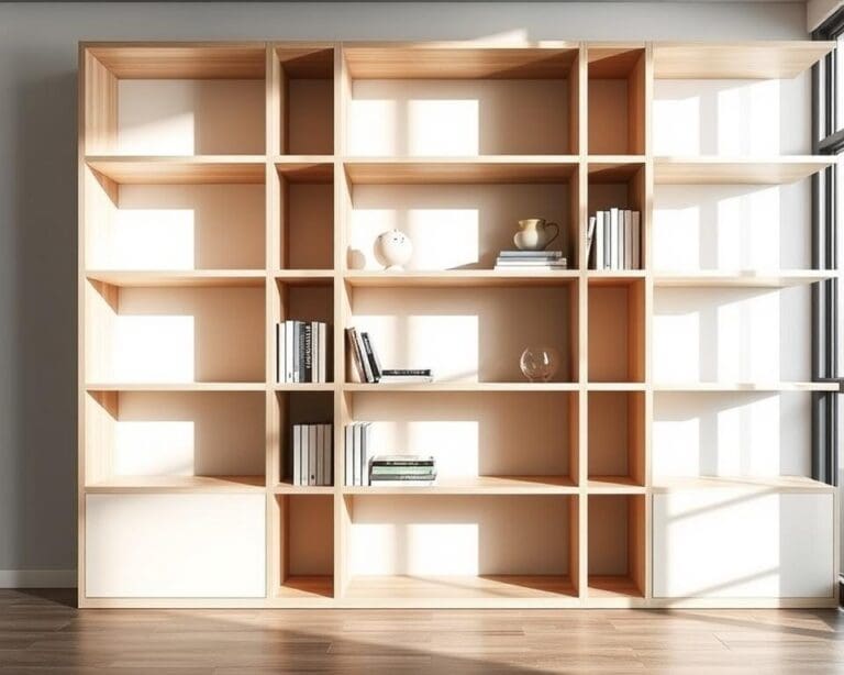 Moderne boekenkast met open vakken: strak en overzichtelijk