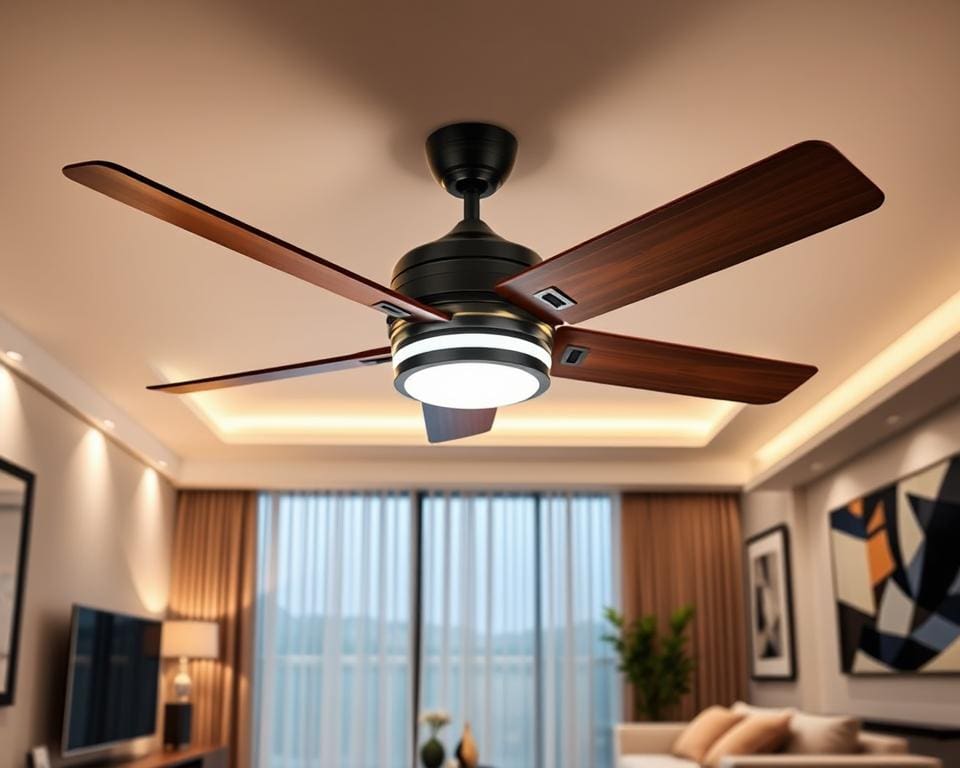 Moderne plafondventilator met licht en afstandsbediening