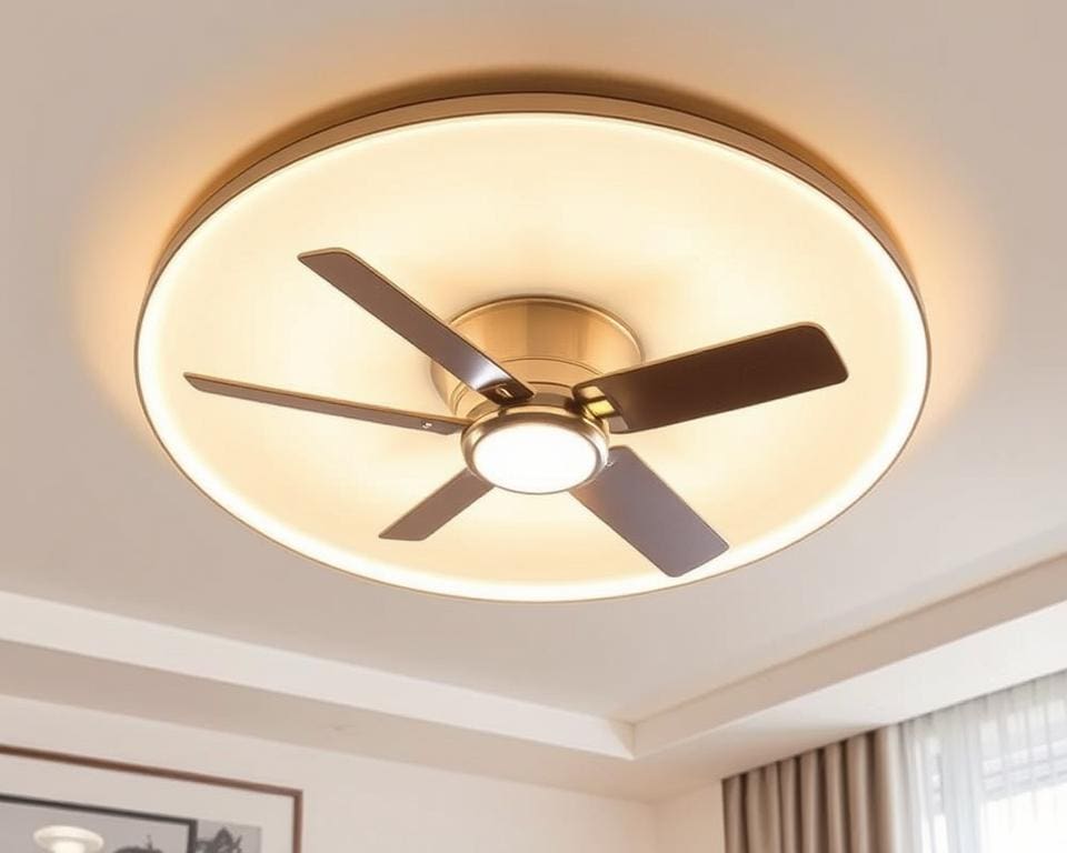 Plafondlamp met ingebouwde ventilator: verfrissend en sfeervol