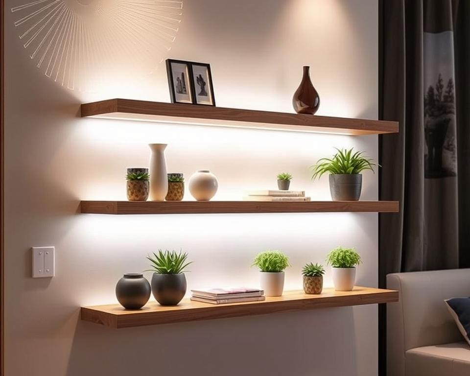 wandplank met sfeerverlichting