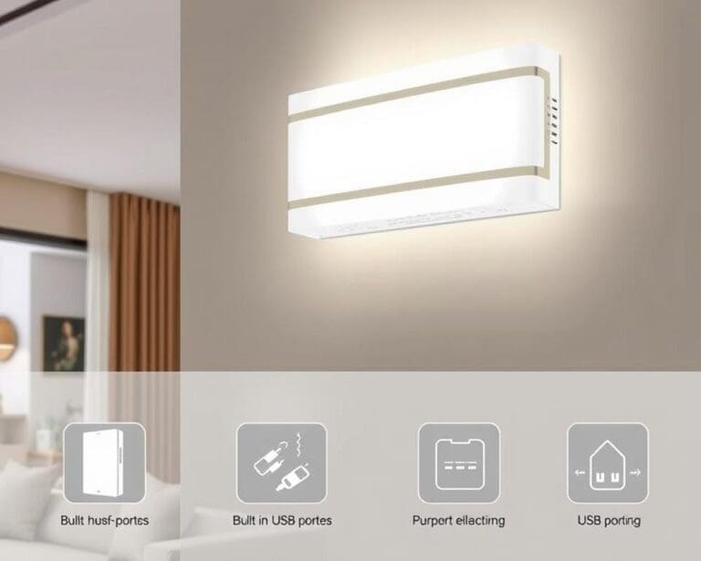 Wandlamp met ingebouwde USB-poorten: licht en gemak